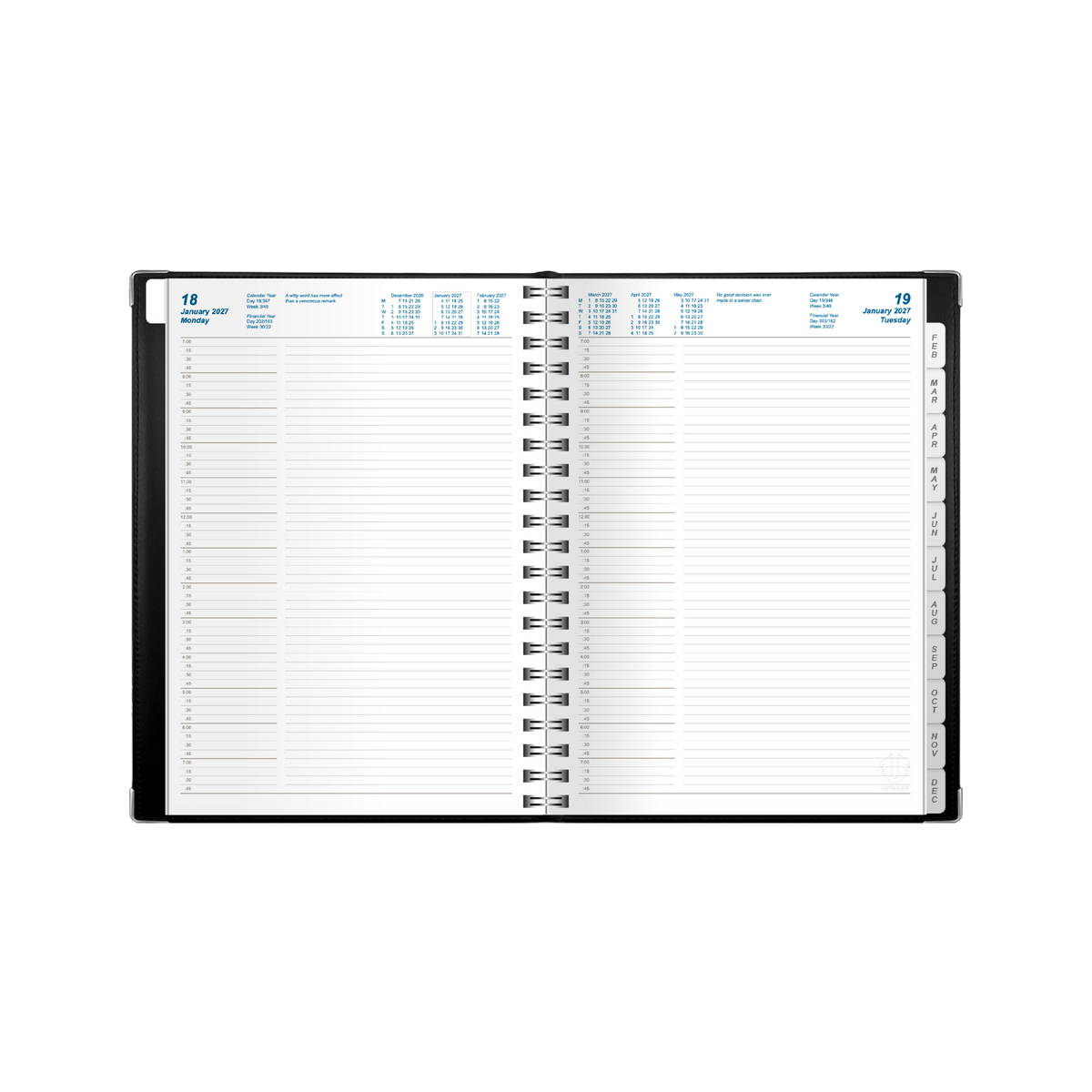 Upward Deluxe 2027 Diary (B5, Day to a Page) - Black - view 2