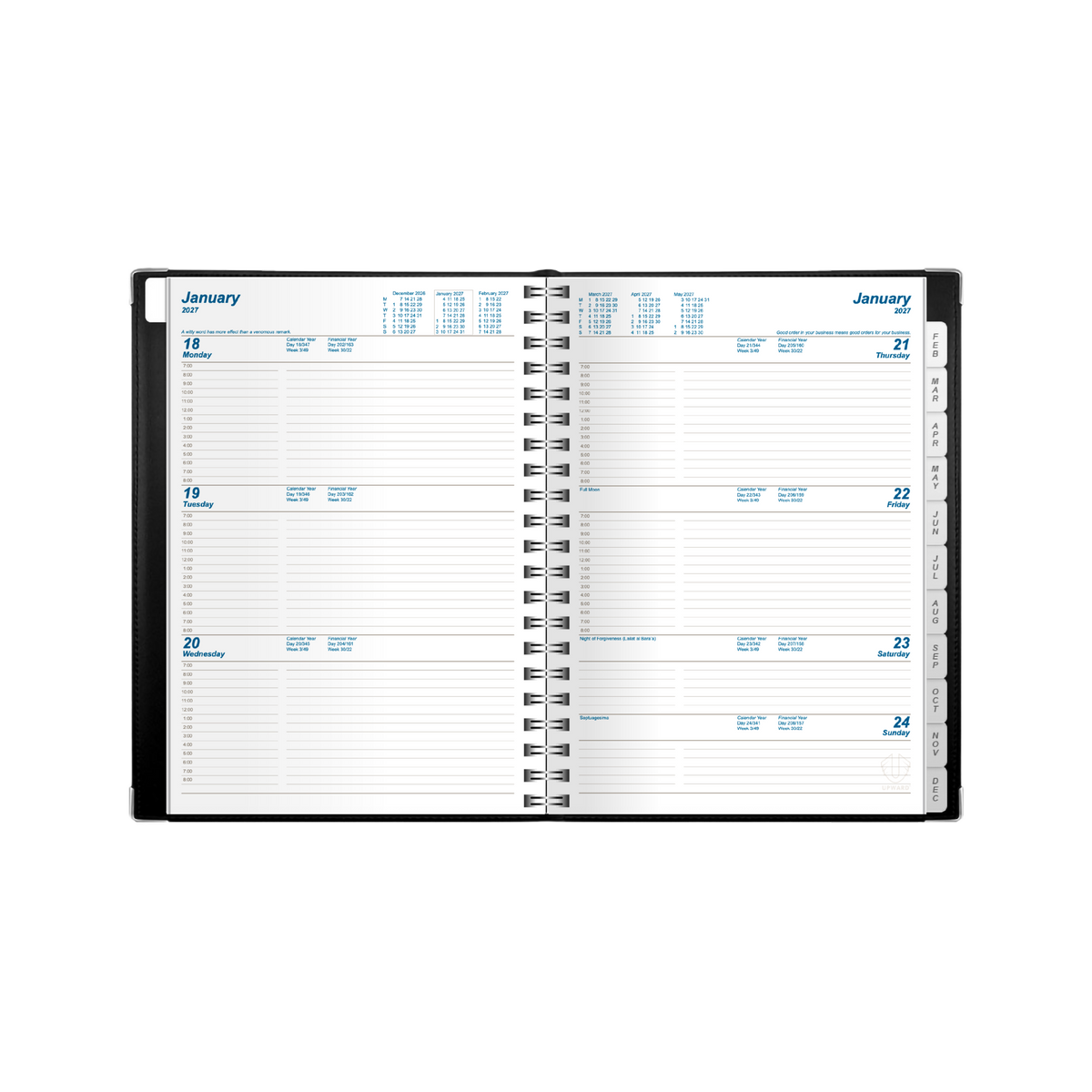Upward Deluxe 2027 Diary (B5, Week to View) - Black - view 2