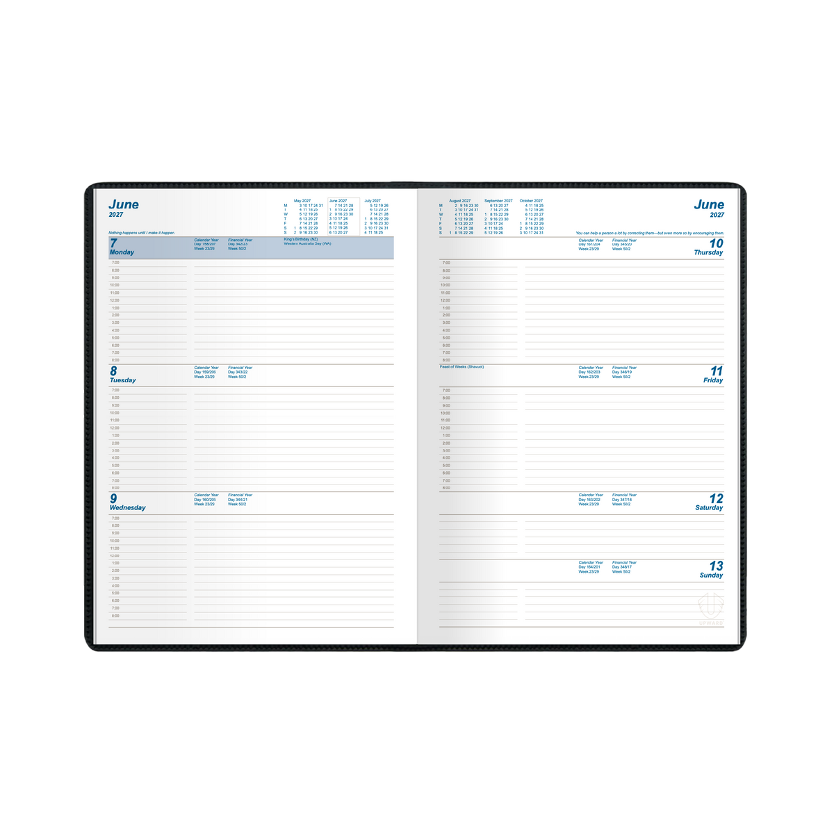 Upward Standard 2027 Diary (A4, Week to View) - Black - view 2