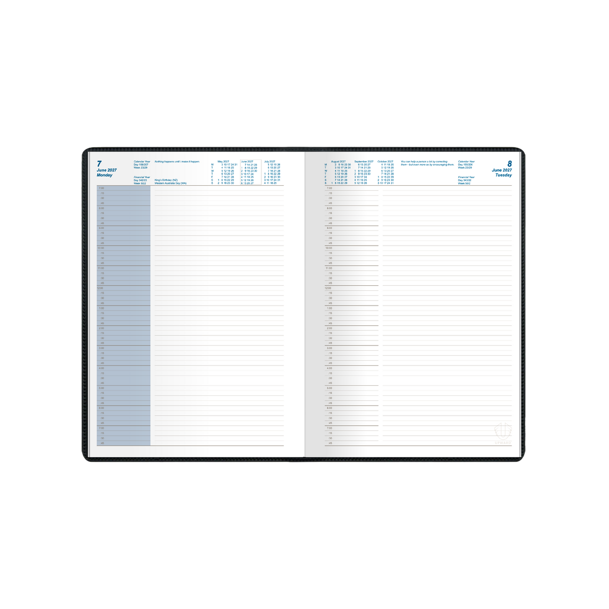Upward Standard 2027 Diary (A5, Day to a Page) - Black - view 2