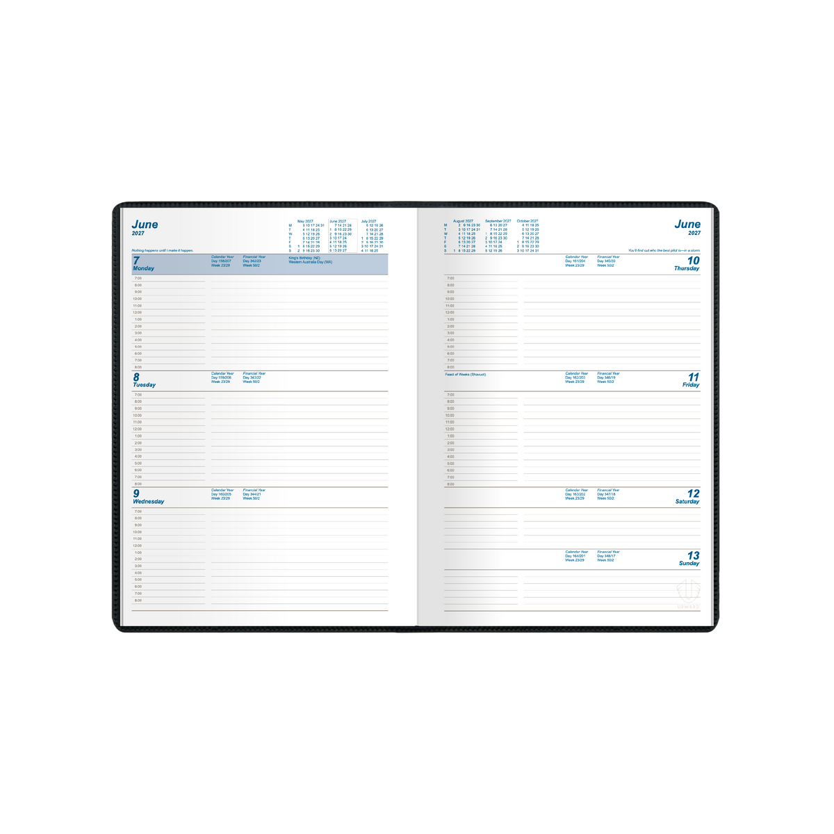 Upward Standard 2027 Diary (A5, Week to View) - Black - view 2