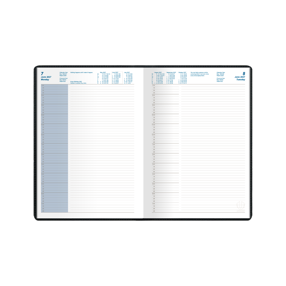 Upward Standard 2027 Diary (B5, Day to a Page) - Black - view 2