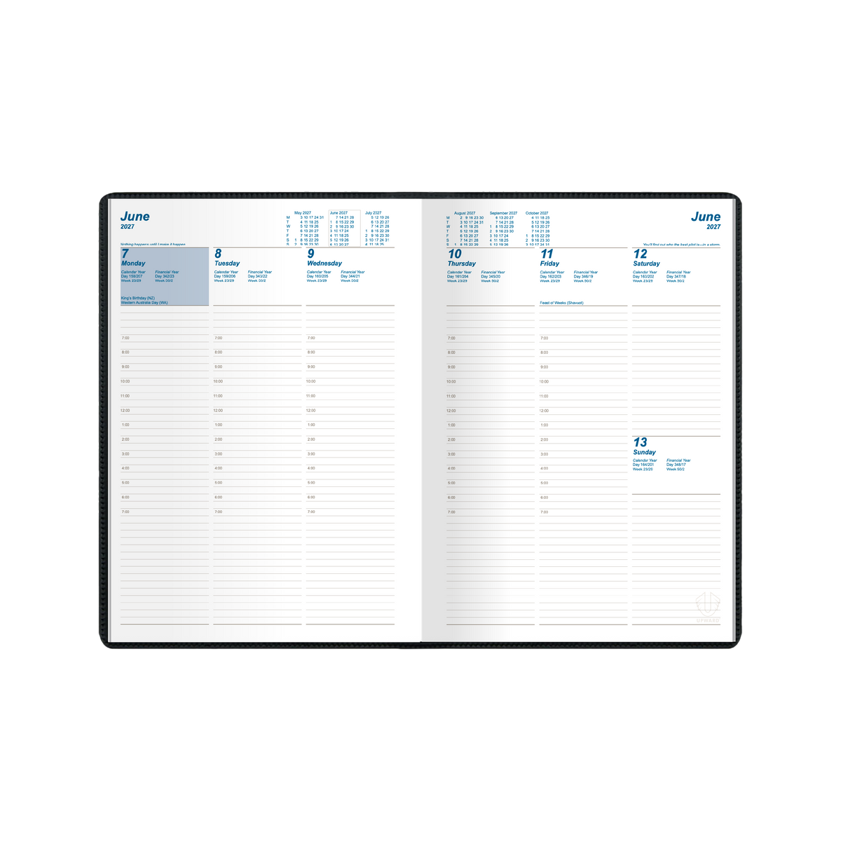 Upward Standard 2027 Diary (B5, Week to View, Vertical) - Black - view 2