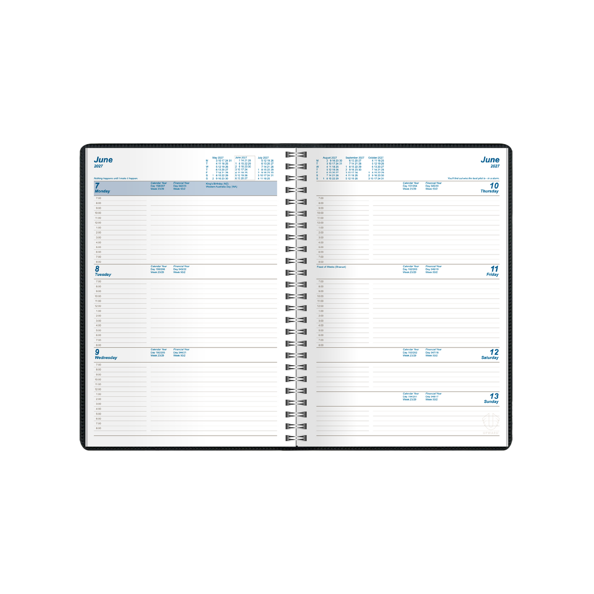 Upward Superior 2027 Diary (A5, Week to View) - Black - view 2
