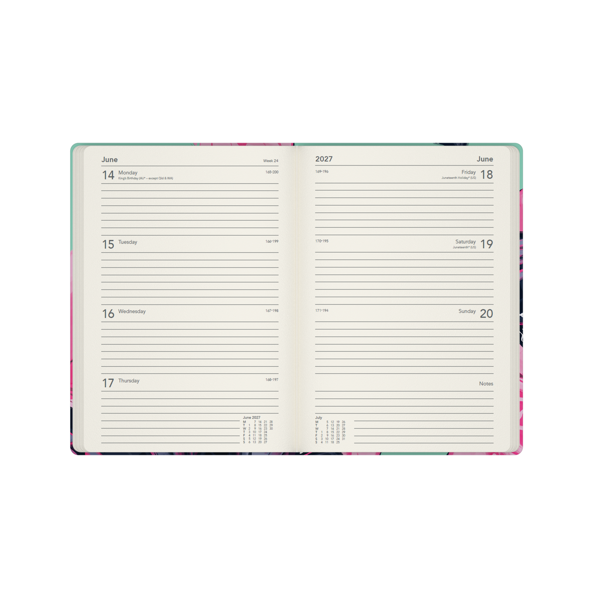 Collins Billy Blue The Roses 2027 Diary (A5, Week to View) - Butterfly - view 4