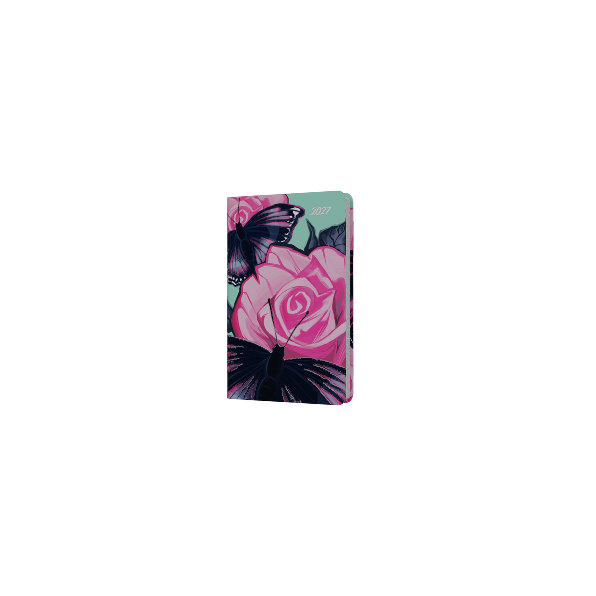 Collins Billy Blue The Roses 2027 Pocket Diary (132 x 85mm, Week to View) - Butterfly