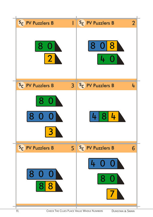 Check the Clues Place Value - Whole Numbers