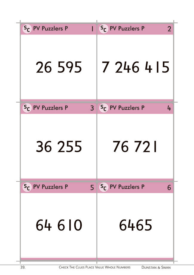 Check the Clues Place Value - Whole Numbers