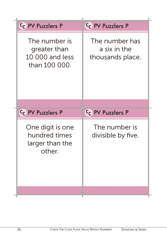 Check the Clues Place Value - Whole Numbers