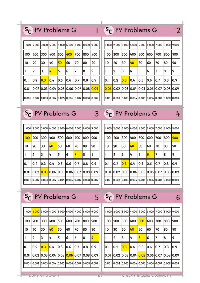 Check the Clues Place Value - Decimal Numbers
