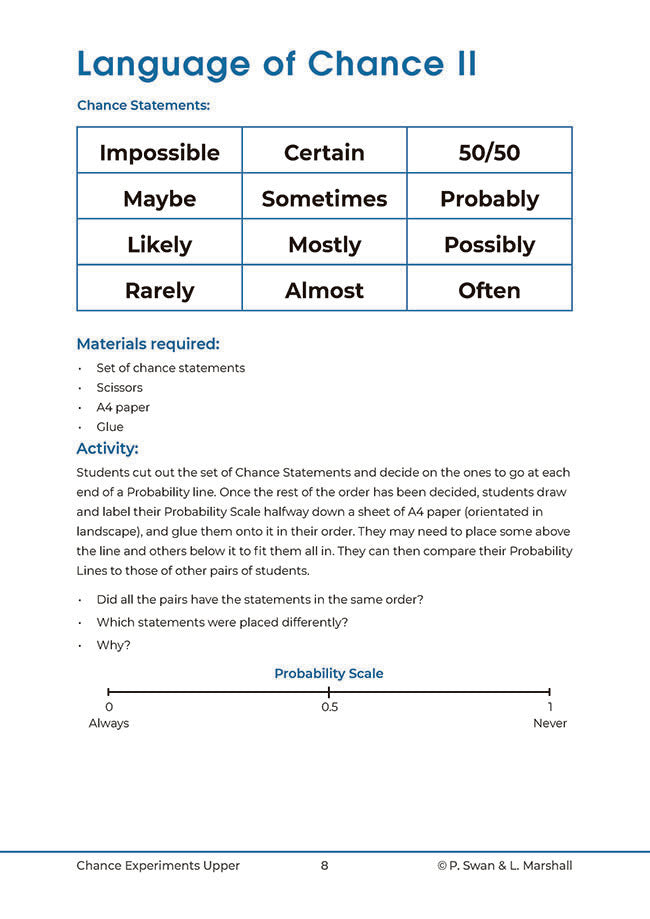 Probability Chance Experiments 2 - Upper Primary