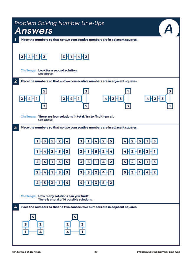 Problem Solving Number Line-Up Puzzles