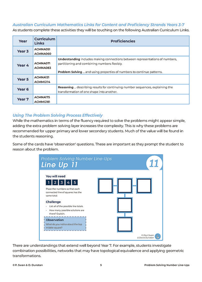 Problem Solving Number Line-Up Puzzles