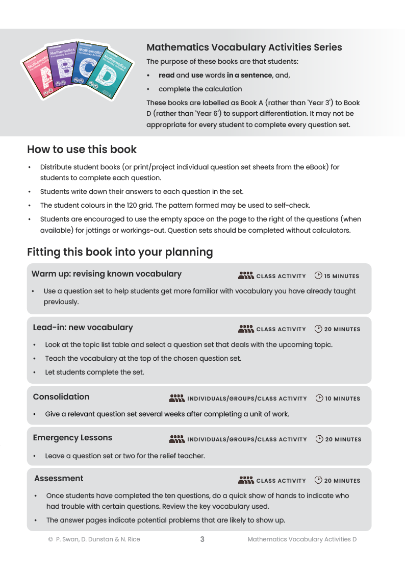 Mathematics Vocabulary Activities Year 6 – Teacher Book