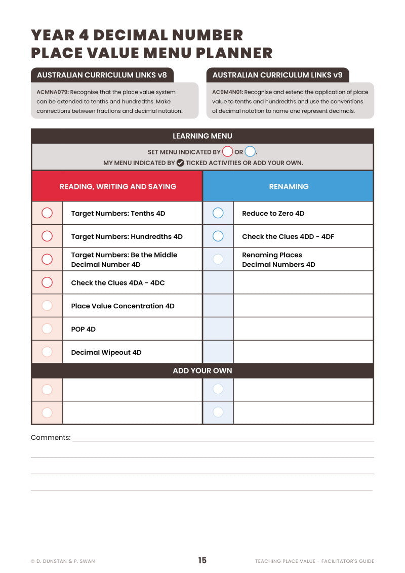Teaching Place Value Facilitators Guide