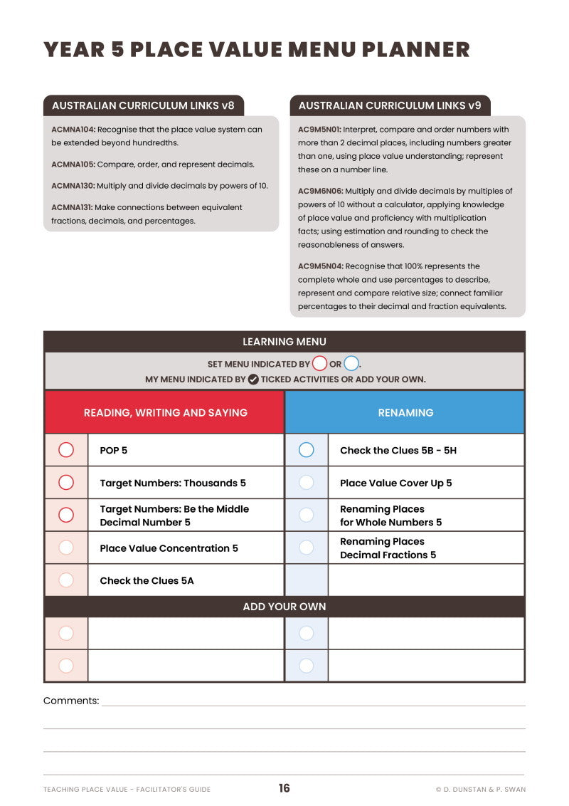 Teaching Place Value Facilitators Guide
