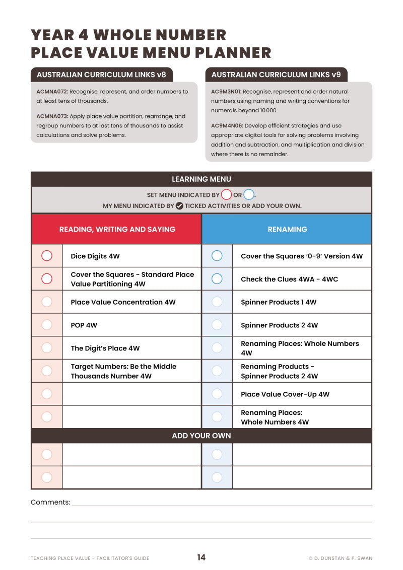 Teaching Place Value Facilitators Guide