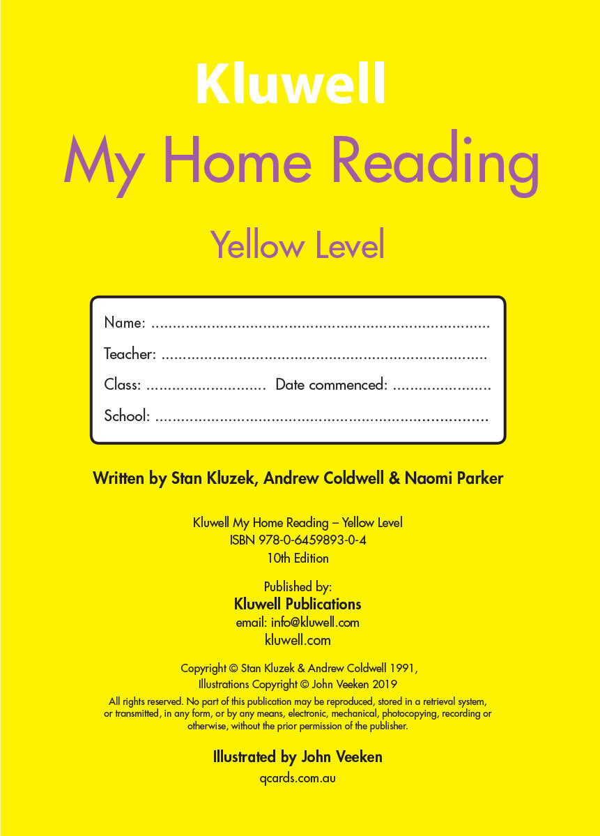 Kluwell My Home Reading Journal - Yellow Level (Junior Primary)