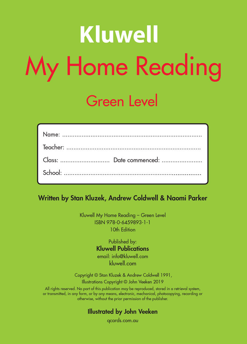 Kluwell My Home Reading Journal - Green Level (Middle Primary)