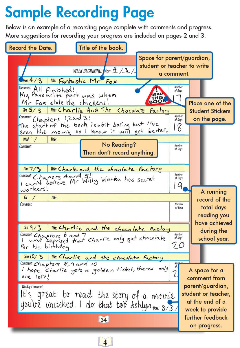 Kluwell My Home Reading Journal - Orange Level (Upper Primary)