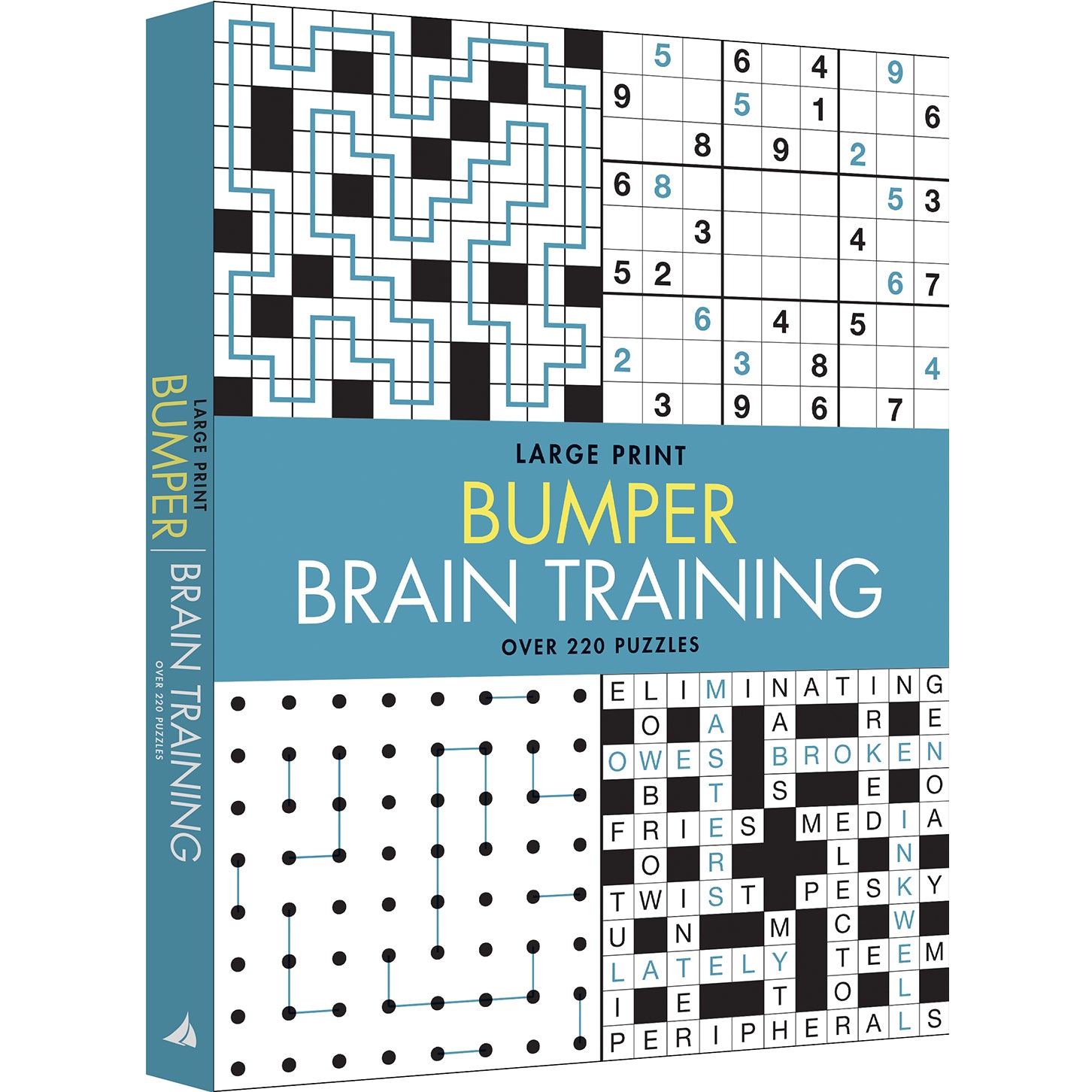 Large Print Bumper Puzzle Book - Brain Training (blue banner) — inside page 1