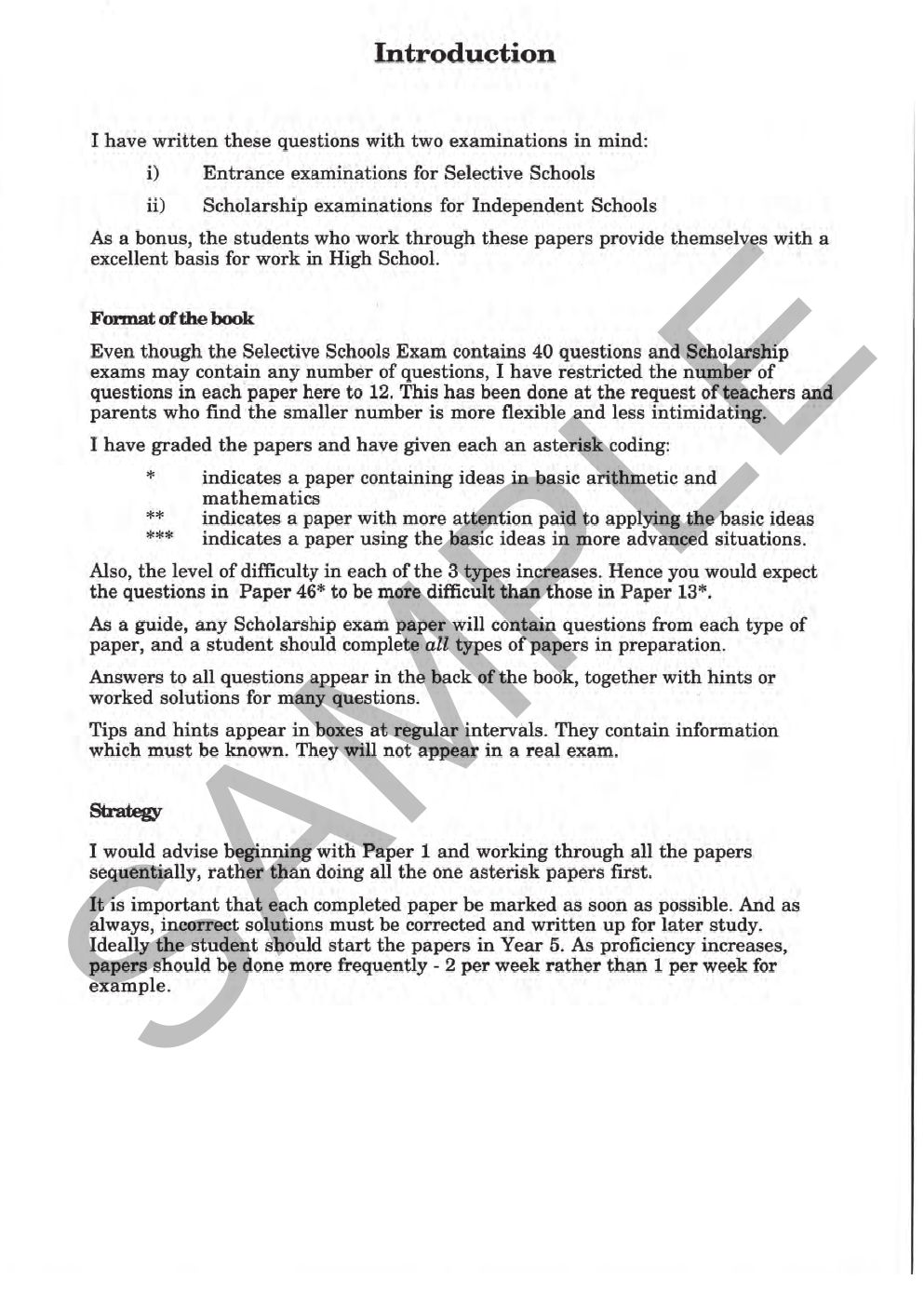 Mathematics: 100 Mini Exams for Selective Schools Entrance and Scholarships sample page