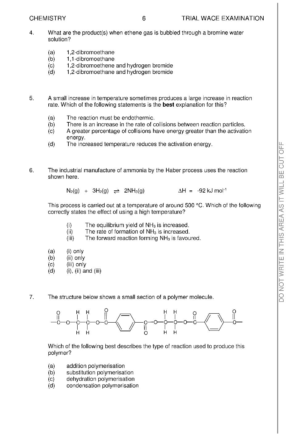 Trial WACE Examination Papers – Chemistry: Units 3 + 4