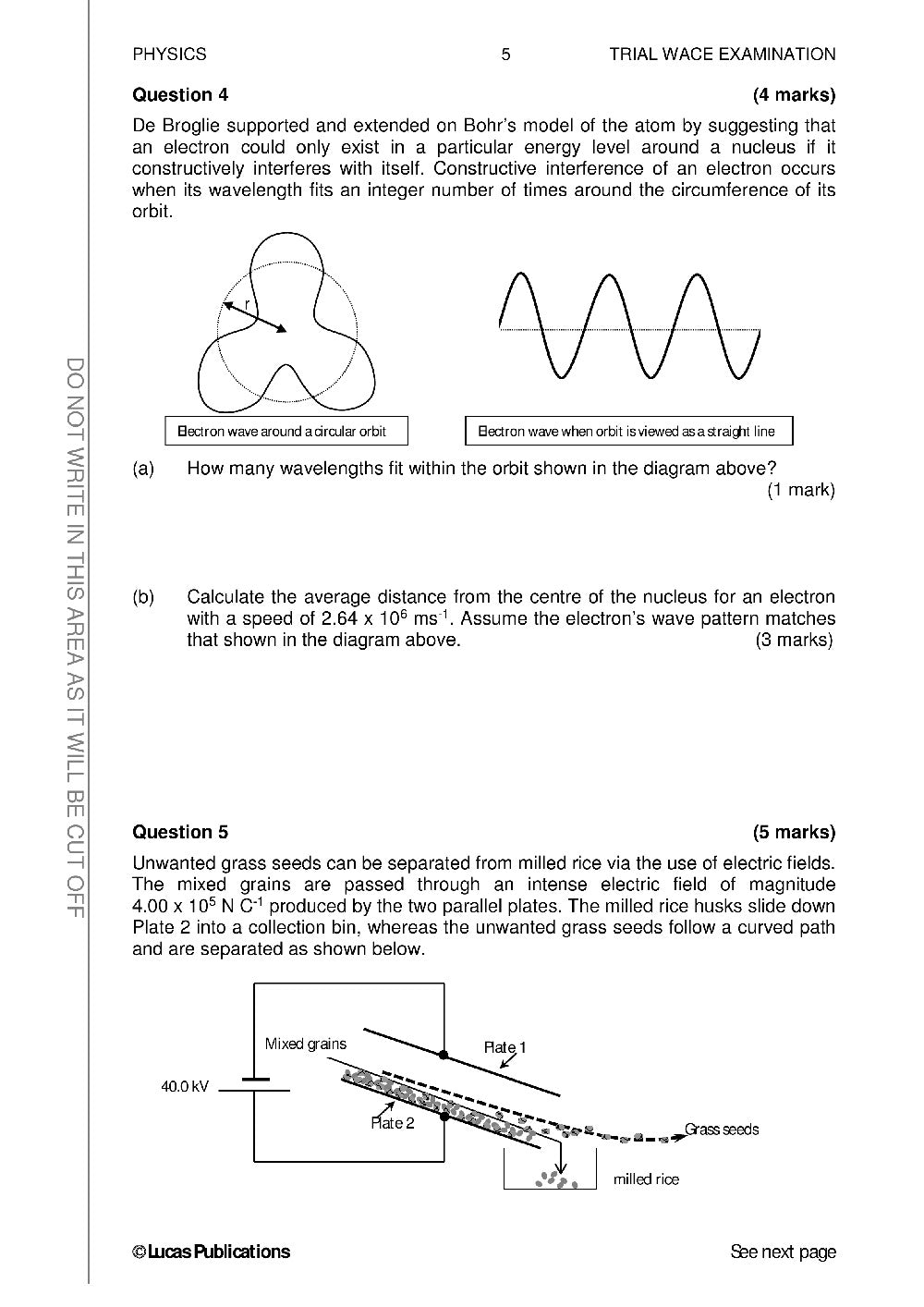 Trial WACE Examination Papers – Physics: Units 3 + 4