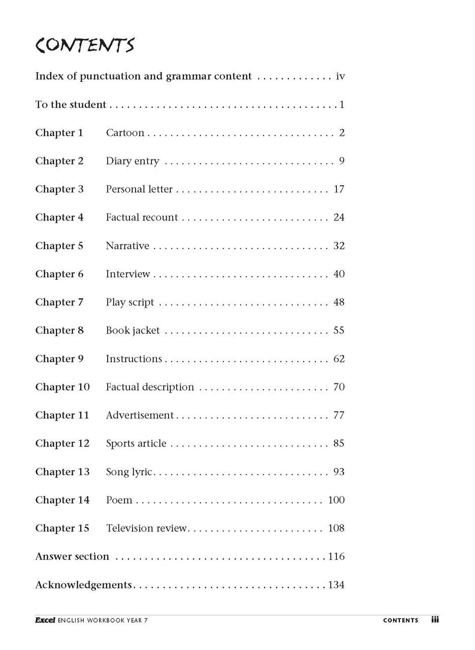 Excel Essential Skills: English Workbook - Year 7