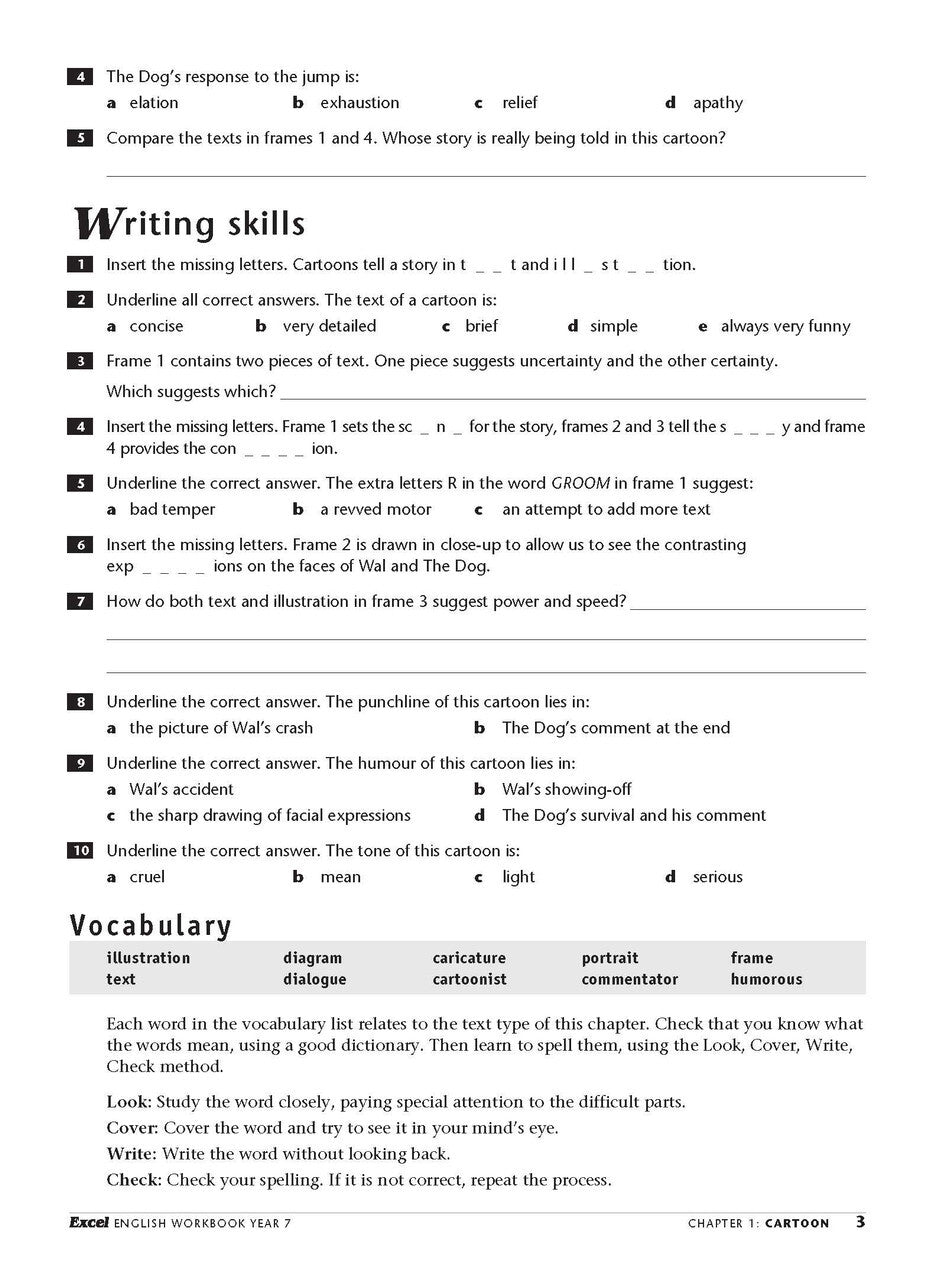 Excel Essential Skills: English Workbook - Year 7