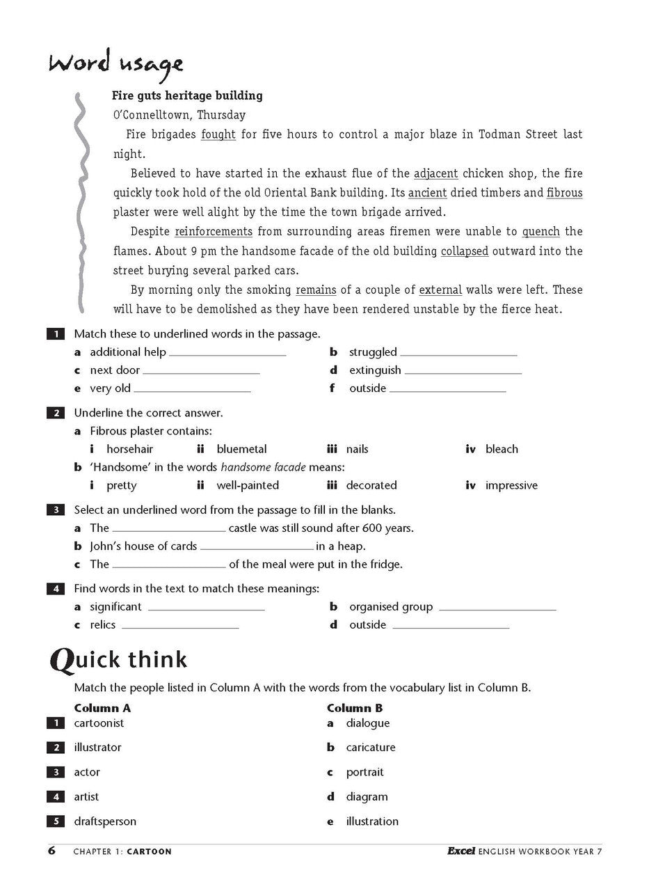 Excel Essential Skills: English Workbook - Year 7
