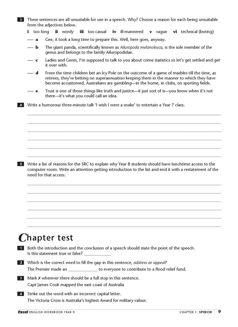 Excel Essential Skills: English Workbook - Year 8