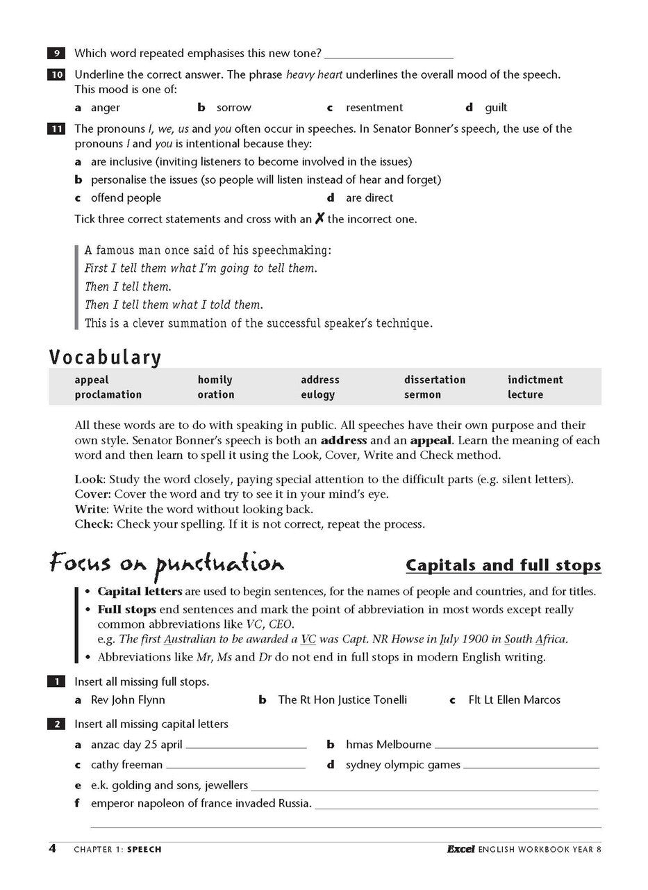 Excel Essential Skills: English Workbook - Year 8