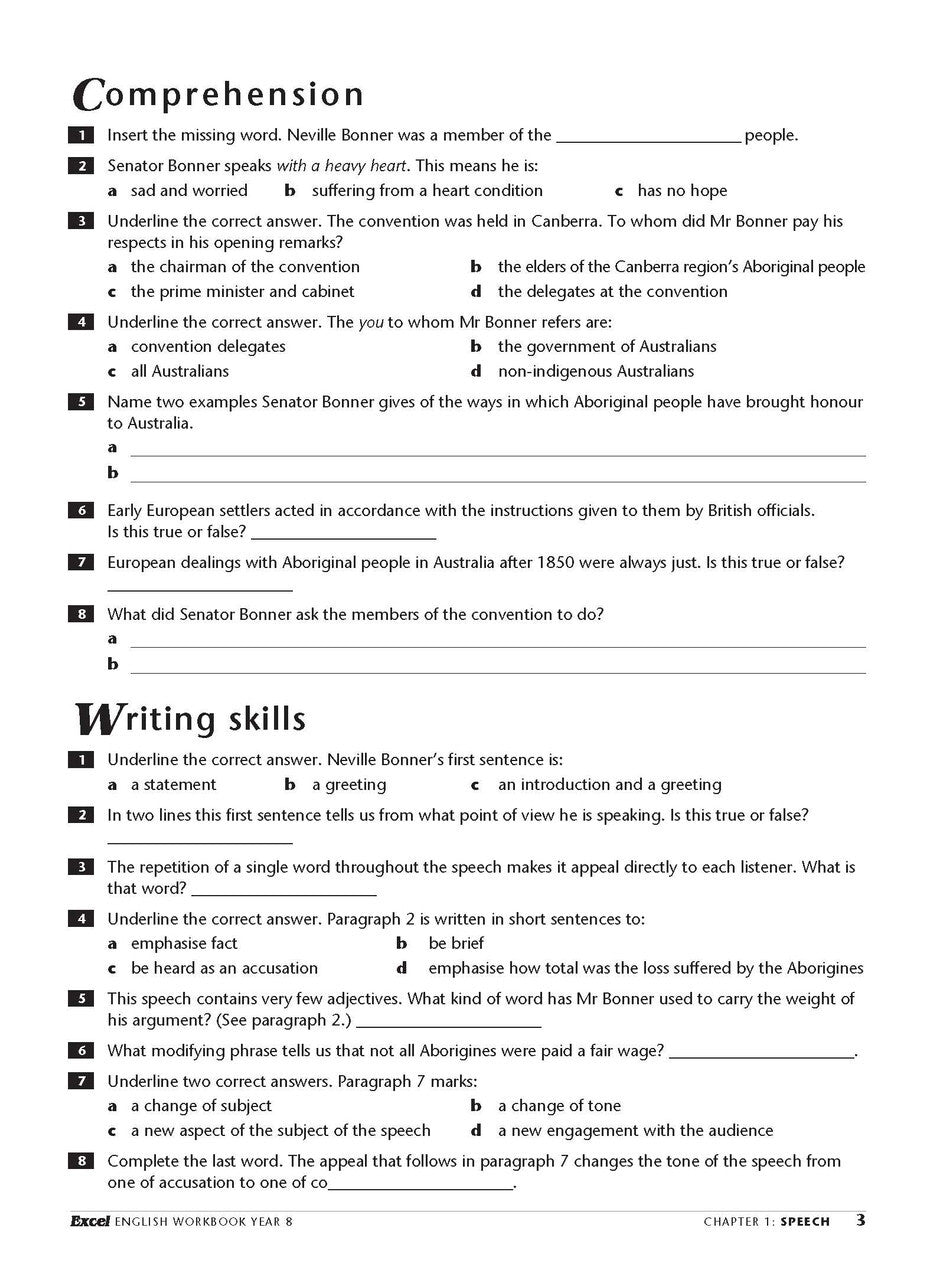Excel Essential Skills: English Workbook - Year 8