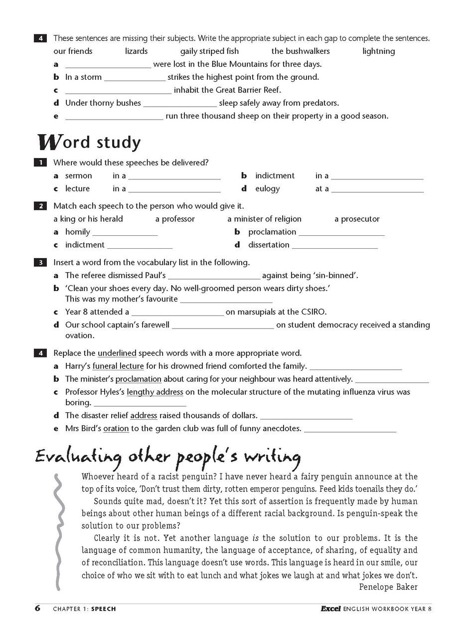 Excel Essential Skills: English Workbook - Year 8