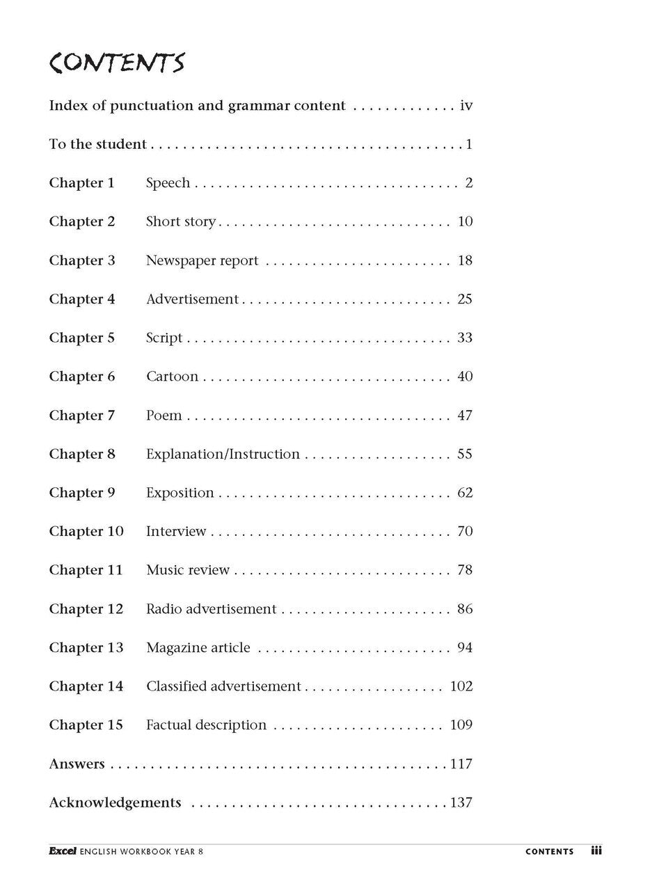 Excel Essential Skills: English Workbook - Year 8
