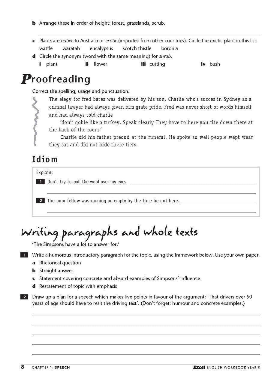 Excel Essential Skills: English Workbook - Year 8