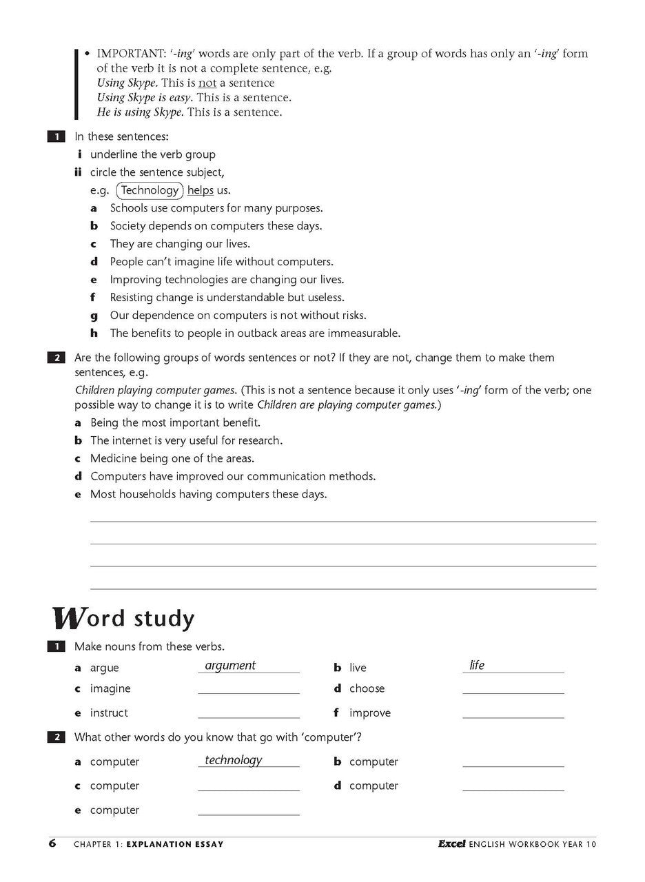 Excel Essential Skills: English Workbook - Year 10