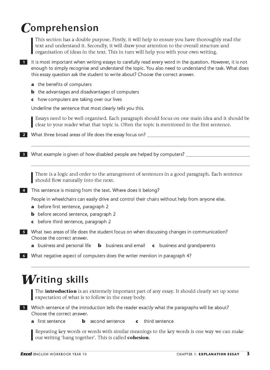 Excel Essential Skills: English Workbook - Year 10