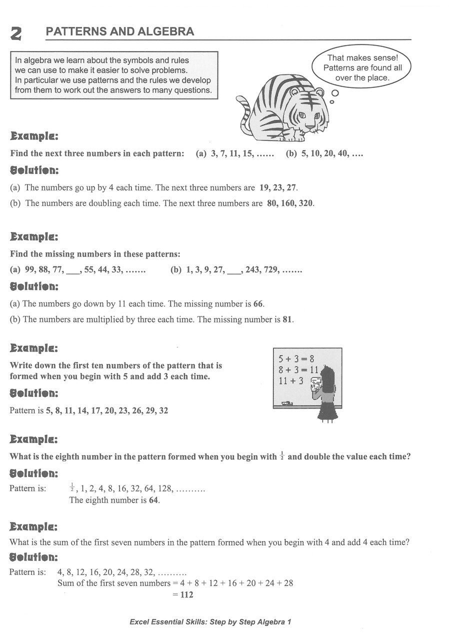 Excel Essential Skills: Step-by-Step Algebra Workbook: Workbook 1 (Years 7-8)