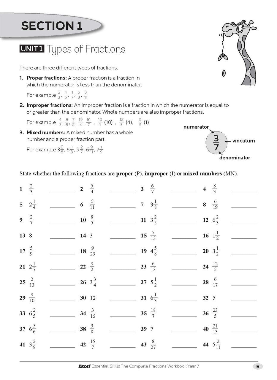 Excel Essential Skills: The Complete Fractions Workbook Year 7