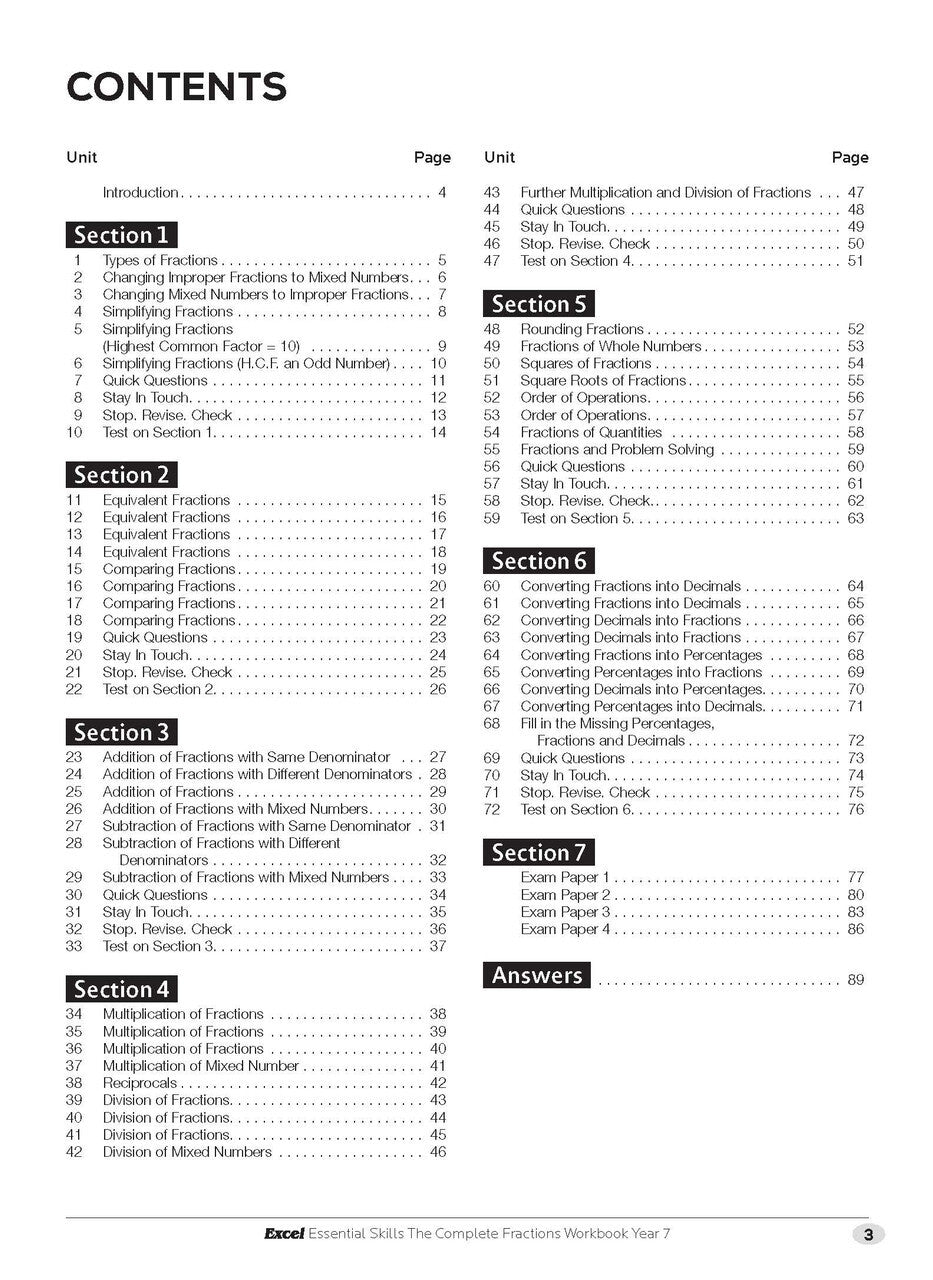 Excel Essential Skills: The Complete Fractions Workbook Year 7