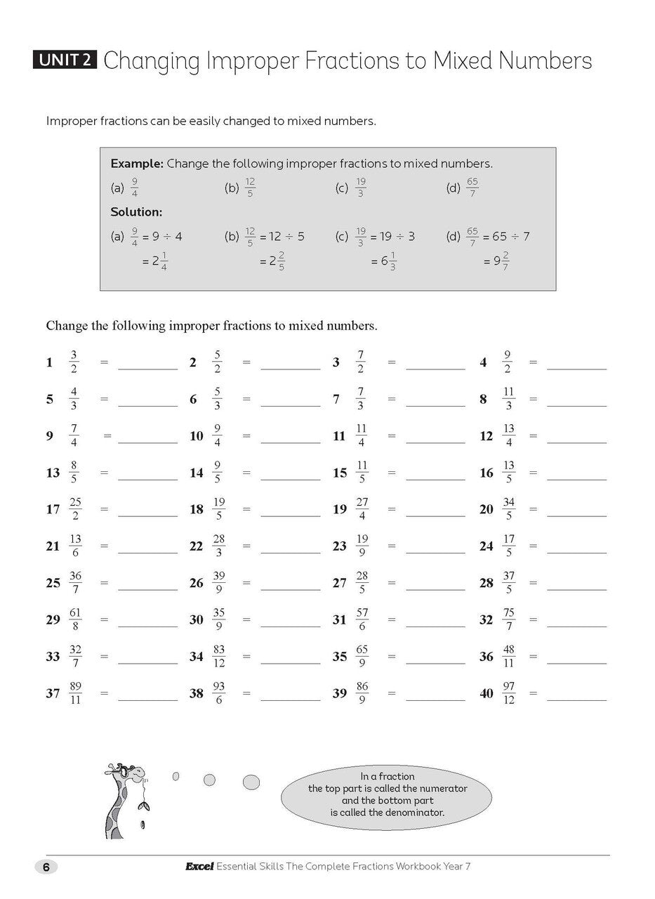 Excel Essential Skills: The Complete Fractions Workbook Year 7
