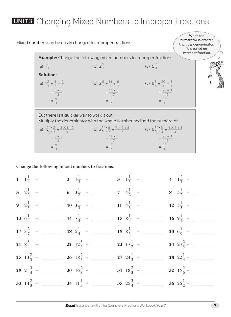 Excel Essential Skills: The Complete Fractions Workbook Year 7
