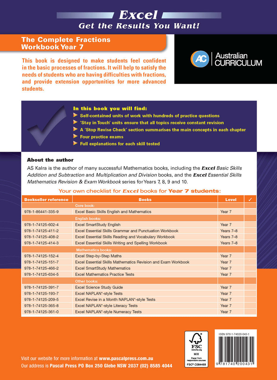 Excel Essential Skills: The Complete Fractions Workbook Year 7