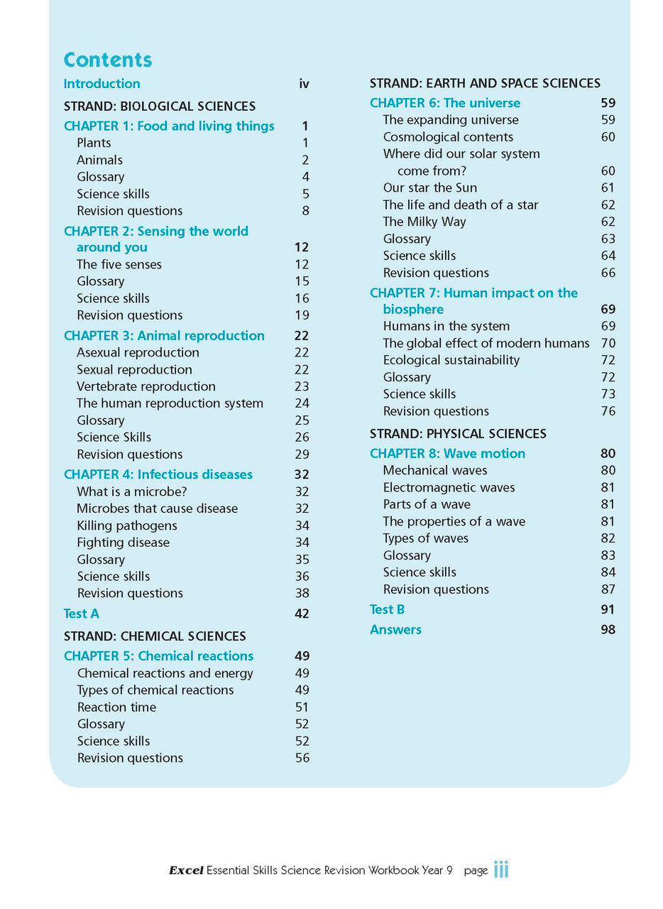 Excel Essential Skills - Science Revision Workbook: Year 9