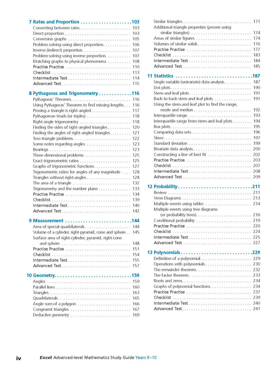 Excel Study Guide - Advanced Mathematics Years 9-10