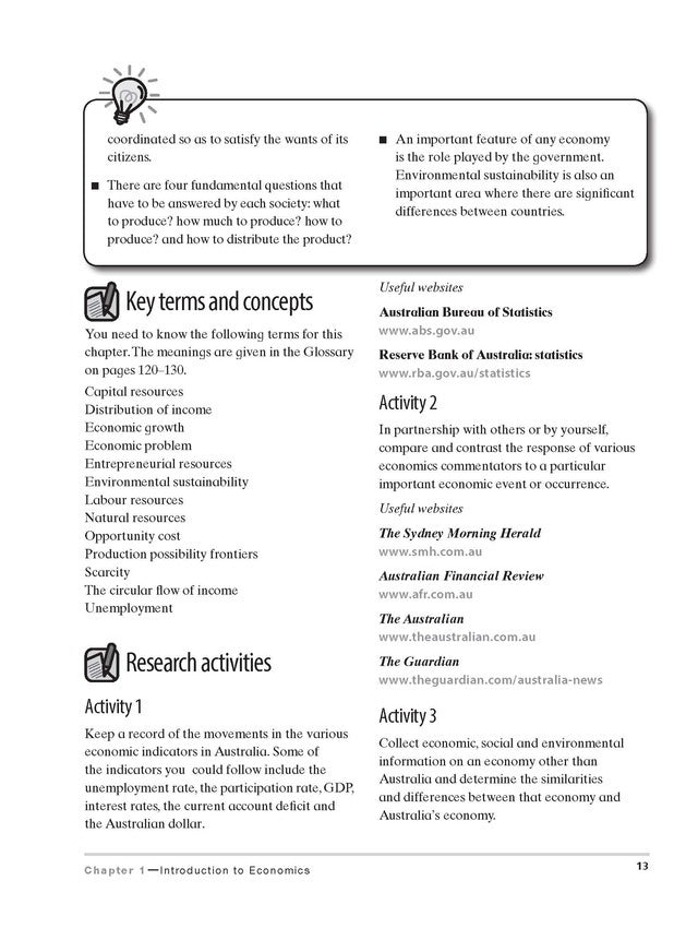 Excel Preliminary - Economics Study Guide: Year 11
