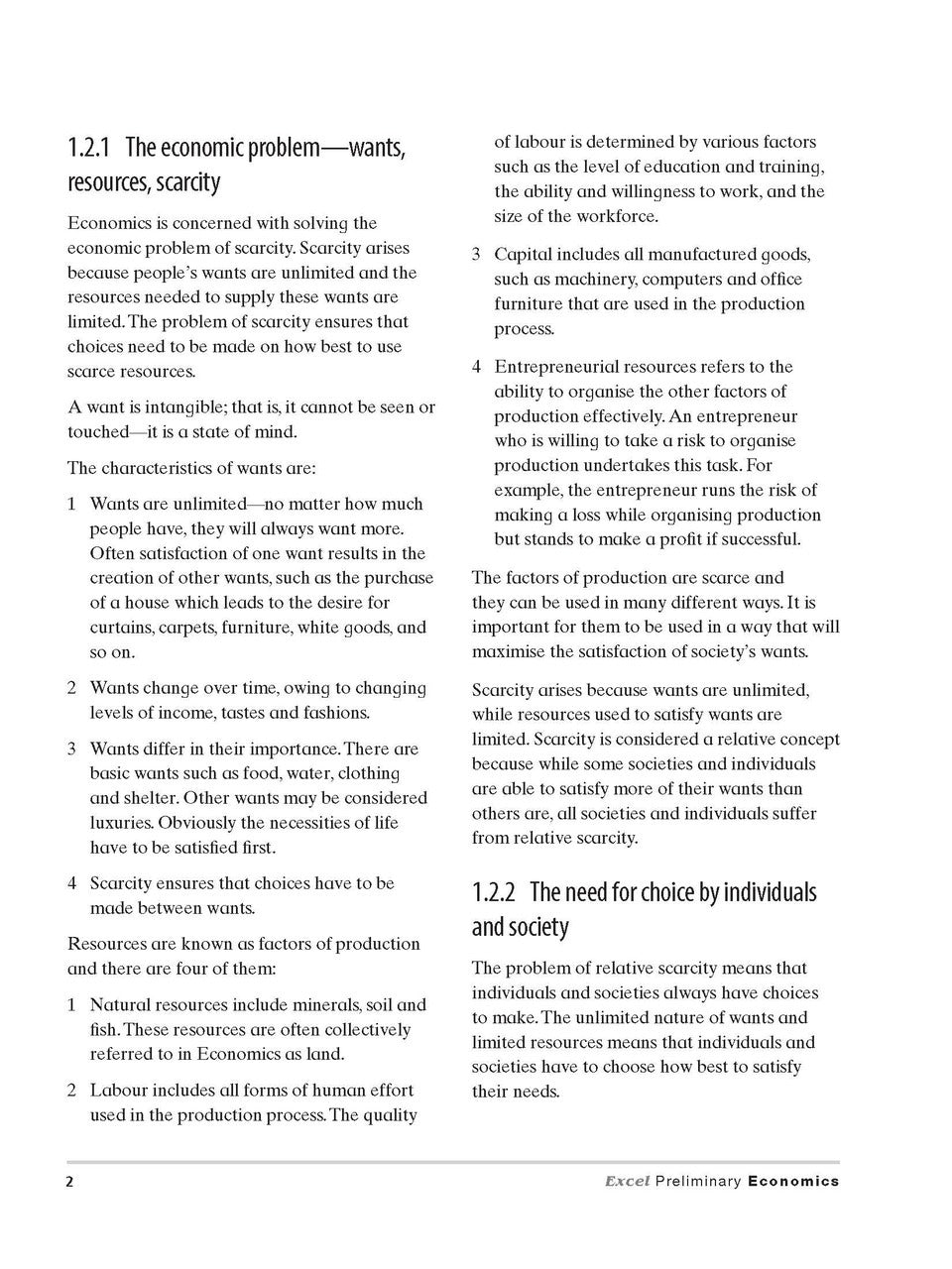 Excel Preliminary - Economics Study Guide: Year 11