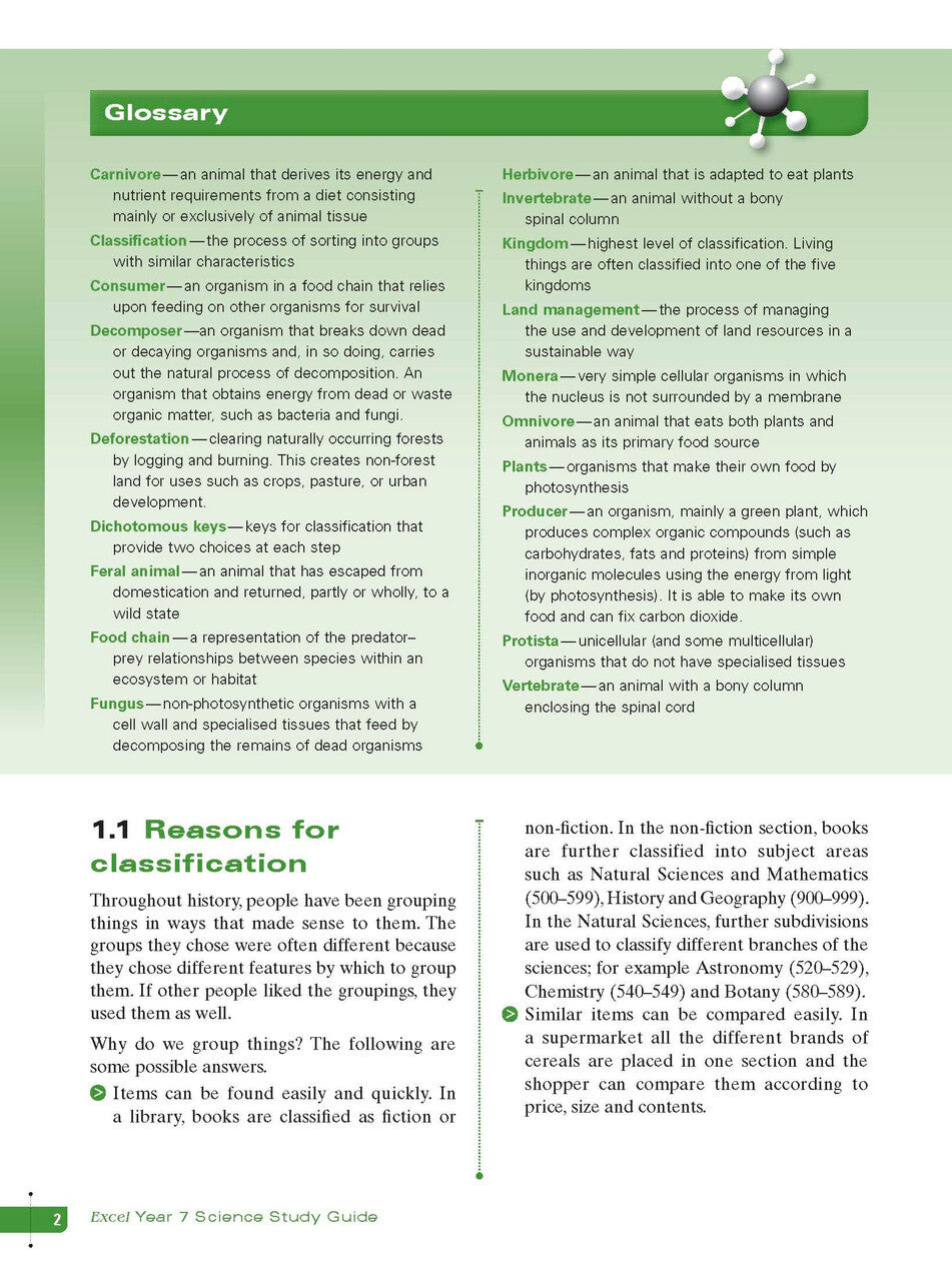 Excel Science Study Guide - Year 7